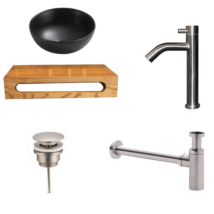 Sani Royal Fontein Waskom Keramiek Zwart met, Tuin en Terras, Waterpartijen en Fonteinen