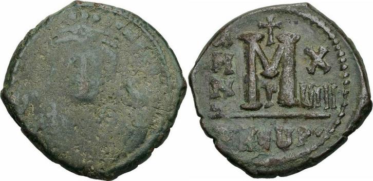 Byzanz Mauricius Tiberius Follis Antiochia Theoupolis 599..., Postzegels en Munten, Munten | Europa | Niet-Euromunten, Verzenden