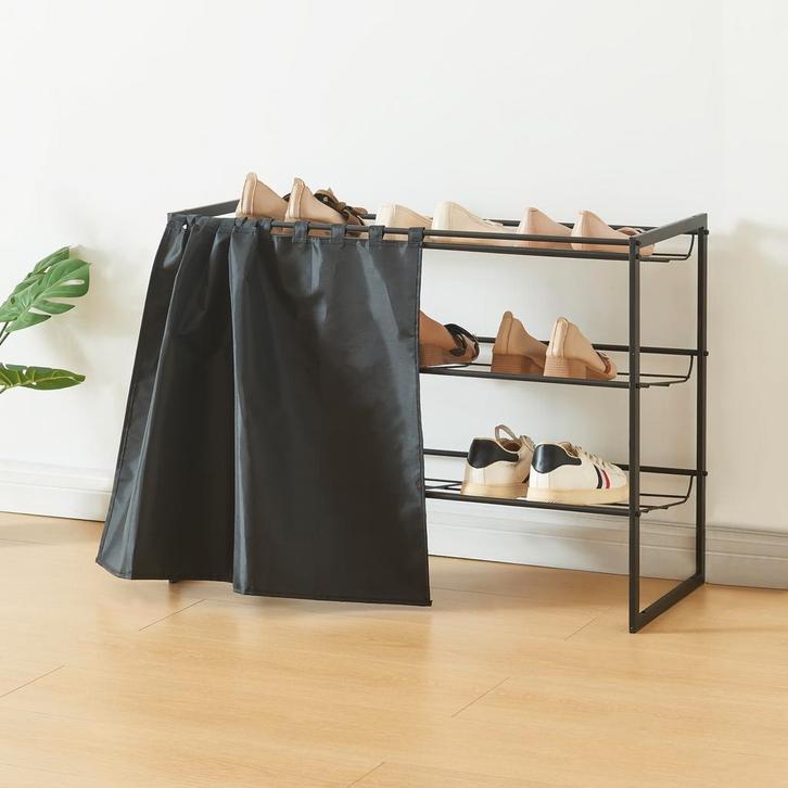 Schoenenrek Sel 80x32x60 cm voor 9 paar schoenen zwart [en.c, Huis en Inrichting, Kasten | Schoenenkasten, Verzenden