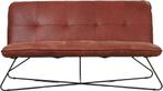 Rode leren moderne 2-zitsbank zonder armleuning - Vintage Le, Ophalen of Verzenden, Rechte bank, Minder dan 150 cm, Modern