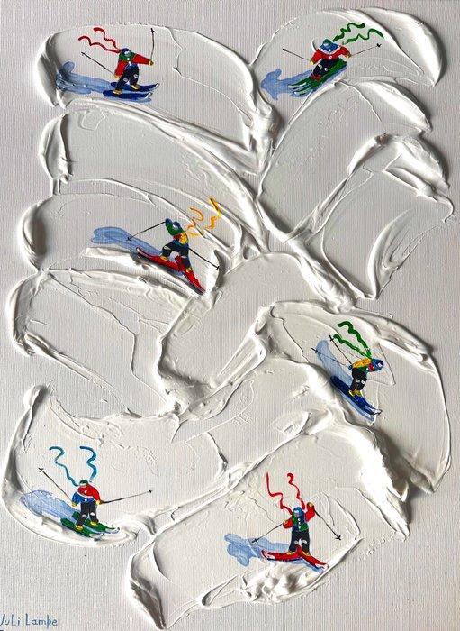 Juli Lampe - Ski Lovers. Kings of the snowy peaks., Antiek en Kunst, Kunst | Schilderijen | Modern