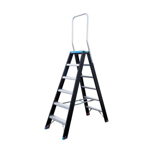 Dubbele trap 2x6 treden Eurostairs prof. Black/Blue, Doe-het-zelf en Verbouw, Ladders en Trappen, Trap, Nieuw, 2 tot 4 meter, Ophalen of Verzenden