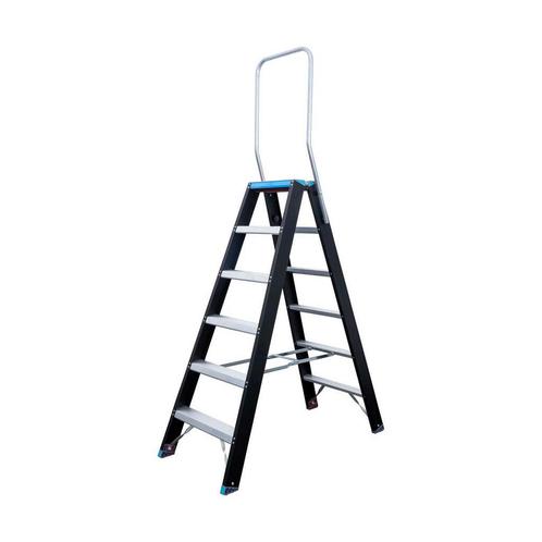 Dubbele trap 2x6 treden Eurostairs prof. Black/Blue, Doe-het-zelf en Verbouw, Ladders en Trappen, Trap, Nieuw, 2 tot 4 meter, Ophalen of Verzenden