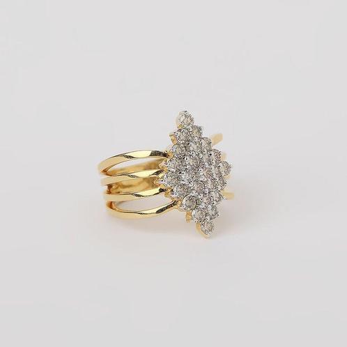 Ring - 14 karaat Geel goud - 1.15ct. tw. Diamant, Sieraden, Tassen en Uiterlijk, Ringen