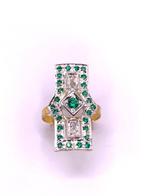 Zonder minimumprijs - Ring - 9 kt. Geel goud, Zilver Smaragd, Nieuw