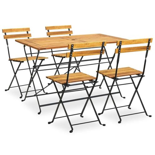 vidaXL 5-delige Tuinset inklapbaar massief acaciahout, Tuin en Terras, Tuinsets en Loungesets, Tuinset, Nieuw, 4 zitplaatsen, Hardhout