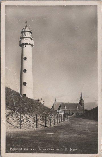 EGMOND AAN ZEE - Vuurtoren en O. K. Kerk, Verzamelen, Ansichtkaarten | Nederland, Verzenden