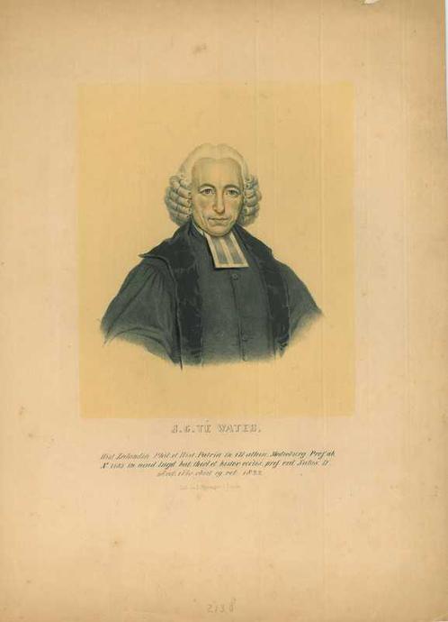 Portrait of Jona Willem te Water, Antiek en Kunst, Kunst | Etsen en Gravures