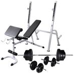vidaXL Trainingsbank met gewichtenrek en halterset 60,5 kg, Sport en Fitness, Fitnessmaterialen, Verzenden, Nieuw