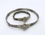 Antieke armband en Indiaas choker met snake chain - Zilver -