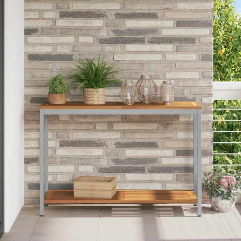 vidaXL Buiten Tafel met opslag Natuurlijk en grijs 110 x 35, Tuin en Terras, Tuintafels, Nieuw, Verzenden