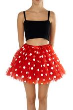 KIMU® Tutu Rood Polkadots Tule Rokje M L 164 170 176 Rode Pe, Maat 38/40 (M), Carnaval, Nieuw, Ophalen of Verzenden