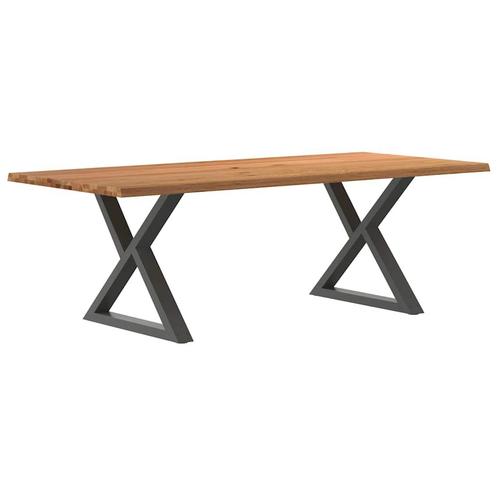 vidaXL Eettafel met natuurlijke rand 220x100x74cm eikenhout, Huis en Inrichting, Tafels | Eettafels, Nieuw, Verzenden