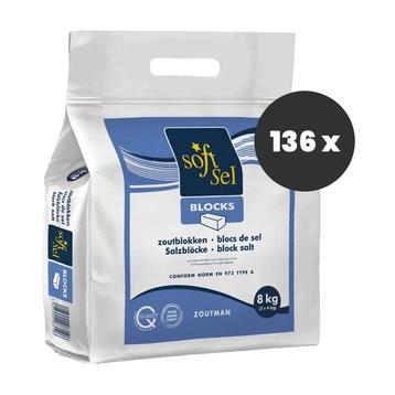 Pallet Soft-Sel zoutblokken pallet 136 zakken x 8kg (1088kg) beschikbaar voor biedingen