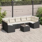 vidaXL 8-delige tuinset met kussens zwart poly riet, Verzenden, Nieuw, Rotan, Tuinset