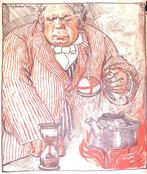 John Bull en politieke kwestie op spotprent (lijst optie), Antiek en Kunst, Kunst | Litho's en Zeefdrukken, Verzenden