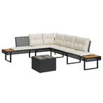vidaXL 2-delige Loungeset met kussens poly rattan en glas, 2 zitplaatsen, Nieuw, Loungeset, Verzenden