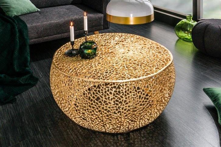Filigraan design salontafel ABSTRACT LEAF 80cm goud, Huis en Inrichting, Tafels | Salontafels, Ophalen of Verzenden