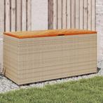 vidaXL Tuinbox 110x50x54 cm poly rattan en acaciahout beige, Verzenden, Nieuw