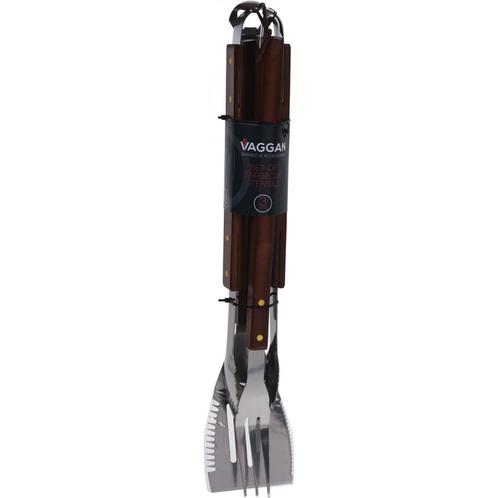 BBQ Collection BBQ Barbecueset RVS - Bruin - Houten Handv..., Tuin en Terras, Barbecue-accessoires, Nieuw, Ophalen of Verzenden