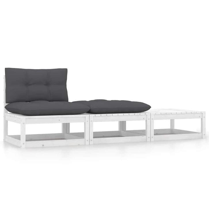 Loungeset Kussens | Retourdeal | Wit, Tuin en Terras, Tuinsets en Loungesets, Nieuw, Hout, Tuinset, 3 zitplaatsen, Ophalen of Verzenden
