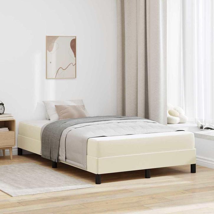 vidaXL Bedframe met matras Crème 120 x 200 cm Stof, Huis en Inrichting, Slaapkamer | Bedden, Crème, Nieuw, Stof, Verzenden