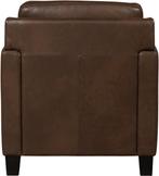 Bruine leren landelijke fauteuils - poot hout zwart - Grana, Huis en Inrichting, Fauteuils, Nieuw, Ophalen of Verzenden, Landelijk