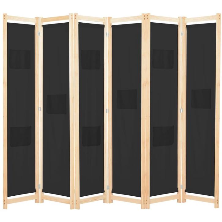 vidaXL Kamerscherm met 6 panelen 240x170x4 cm stof zwart, Huis en Inrichting, Woonaccessoires | Kamerschermen, Nieuw, Verzenden