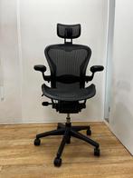 Herman Miller Aeron Bureaustoel Inclusief Hoofdsteun, Verzenden, Zwart, Zo goed als nieuw, Bureaustoel