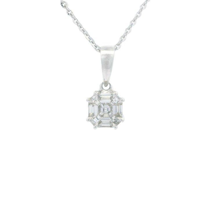 Ketting met hanger - 18 karaat Witgoud - 0.30ct. tw. Diamant, Sieraden, Tassen en Uiterlijk, Antieke sieraden
