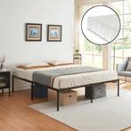 Metalen bedframe Vårdö 180x200 cm met bedbodem en matras zwa, Verzenden, Nieuw