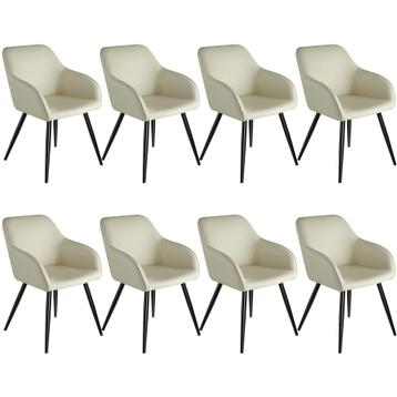 Set van 8 eetkamerstoelen Marilyn stof, zwarte stoelpoten - beschikbaar voor biedingen