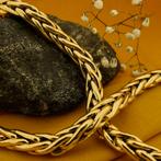 18 Krt. Bicolor gouden vossenstaart schakel collier | 44 cm, Ophalen of Verzenden, Gebruikt, Overige kleuren, Goud