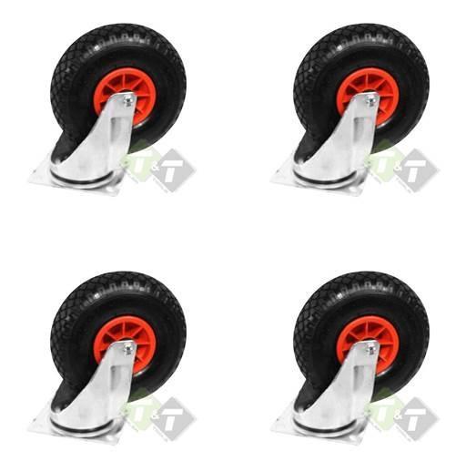 4x Zwenkwiel Met Luchtband Rode Velg - zware Kwaliteit - 26, Doe-het-zelf en Verbouw, Zwenkwielen, Nieuw, Ophalen of Verzenden