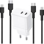 iPhone Snellader met 2x USB-C Poorten + 2x Stevige USB C, Ophalen of Verzenden, Nieuw