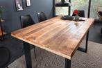 Massieve eettafel IRON CRAFT 120cm mangohout zwart ijzeren, Ophalen of Verzenden, Nieuw