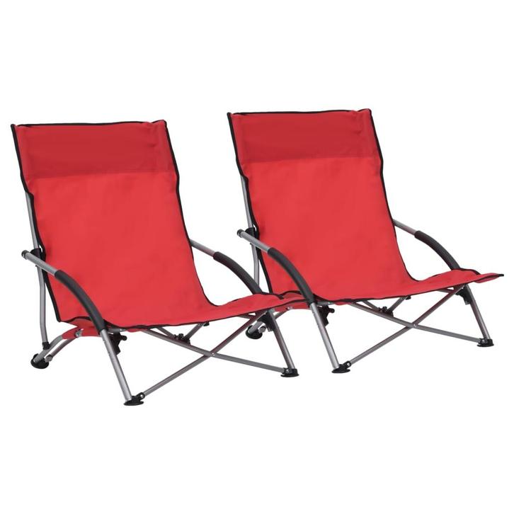 vidaXL Strandstoelen 2 st inklapbaar stof rood, Tuin en Terras, Tuinstoelen, Nieuw, Verzenden