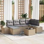 vidaXL Tuin Sofa Set met kussen 6 pcs Beige en Licht Grijs, Tuin en Terras, Tuinsets en Loungesets, Verzenden, Nieuw, Rotan
