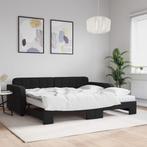 vidaXL Slaapbank onderschuifbed en matrassen 90x190 cm, 90 cm, Eenpersoons, Verzenden, Zwart