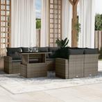 vidaXL 9-delige Loungeset met kussens poly rattan grijs, Verzenden, Nieuw, Rotan, Loungeset