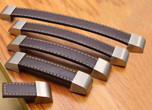 Set van 4 leren handgrepen (192 mm, donkerbruin, eindstuk m, Doe-het-zelf en Verbouw, Gereedschap | Handgereedschap, Nieuw, Ophalen of Verzenden