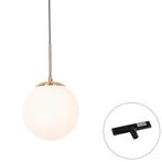 Art Deco hanglamp goud met opaal glas incl. rail adapter, Nieuw, Overige materialen, Art Deco