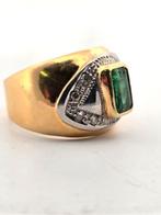Ring - 18 karaat Geel goud - 1.50ct. tw. Smaragd - Diamant, Nieuw