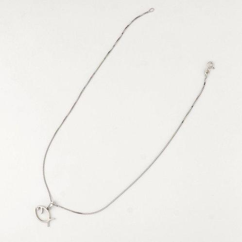 Ketting met hanger - 18 karaat Witgoud Diamant (Natuurlijk), Sieraden, Tassen en Uiterlijk, Antieke sieraden
