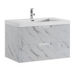 Badkamermeubel Set Thermis 80cm Wit Marmer Look Badmeubel, Huis en Inrichting, Verzenden, Nieuw, Wastafelkast