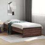 vidaXL Bedframe bewerkt hout en metaal bruin eikenkleurig, 90 cm, Eenpersoons, Bruin, Verzenden