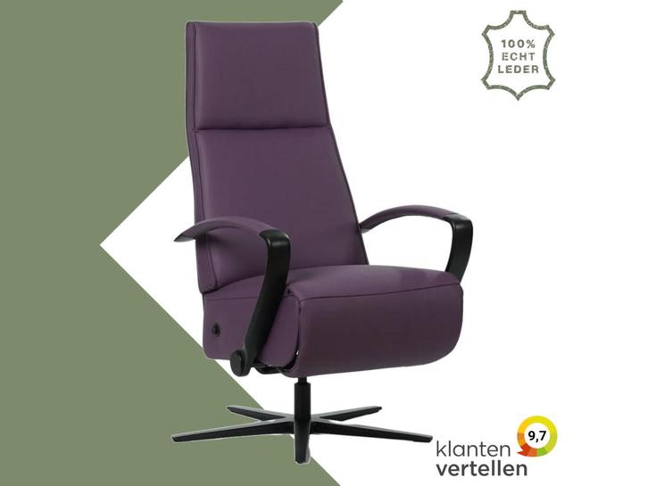 Leren relaxfauteuil Idol - Toledo Aubergine (paars) -, Huis en Inrichting, Fauteuils, 50 tot 75 cm, 75 tot 100 cm, Nieuw, Leer