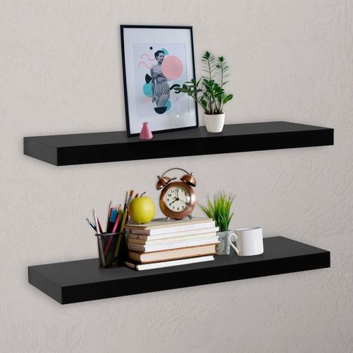 vidaXL Wandschappen zwevend 2 st 100x20x3,8 cm zwart, Huis en Inrichting, Woonaccessoires | Wandplanken en Boekenplanken, Nieuw