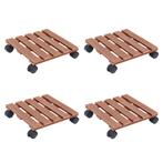vidaXL Plantentrolleys 4 st 30x30x7,5 cm HKC bruin, Verzenden, Nieuw