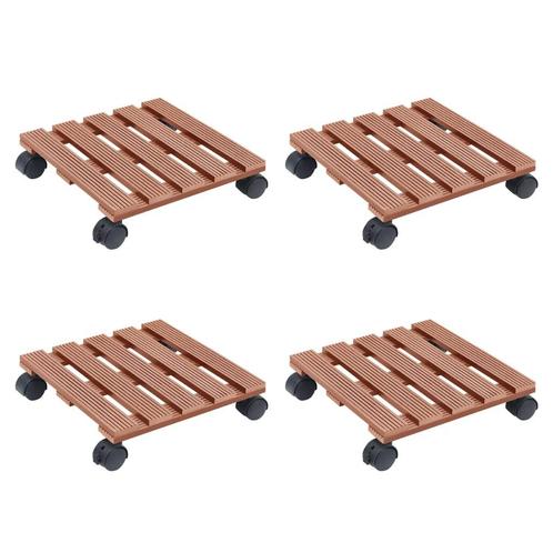 vidaXL Plantentrolleys 4 st 30x30x7,5 cm HKC bruin, Tuin en Terras, Overige Tuin en Terras, Nieuw, Verzenden